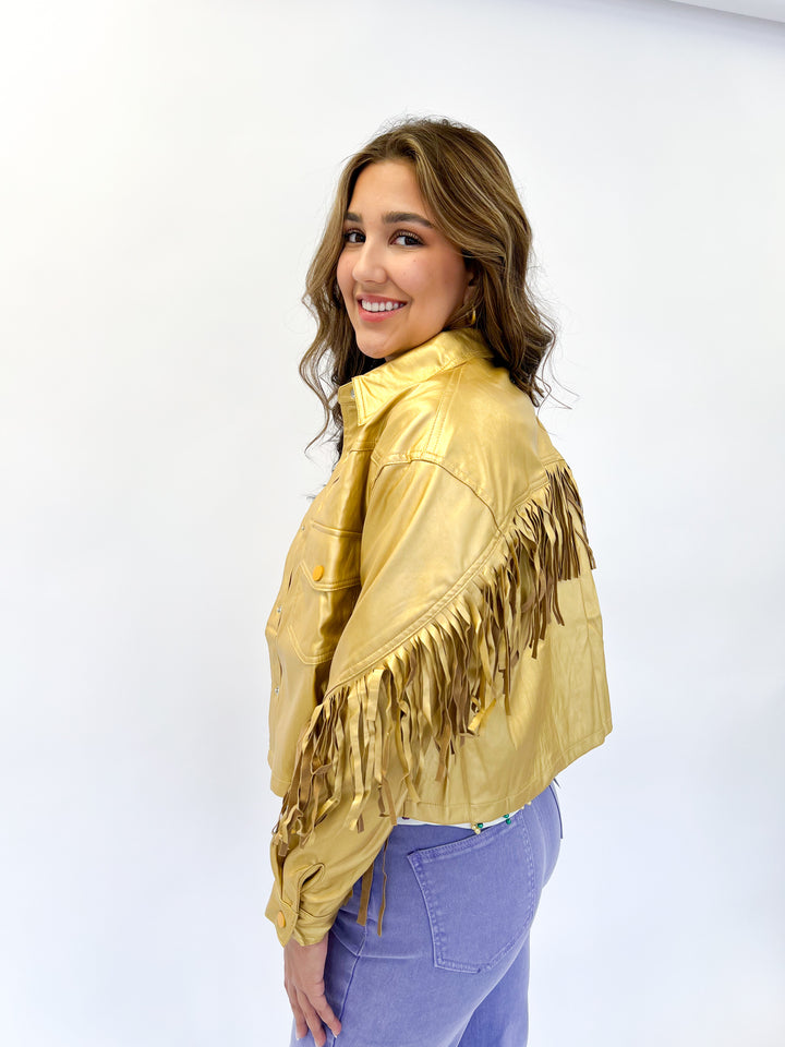 Metallic Gold Fringe Jacket