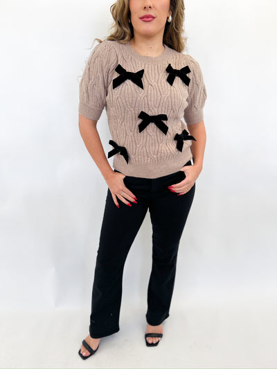 Bowtiful Mocha Sweater Top