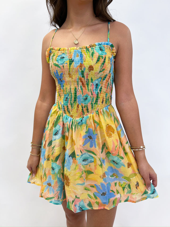 Yellow Multi Daisy Chain Mini Dress