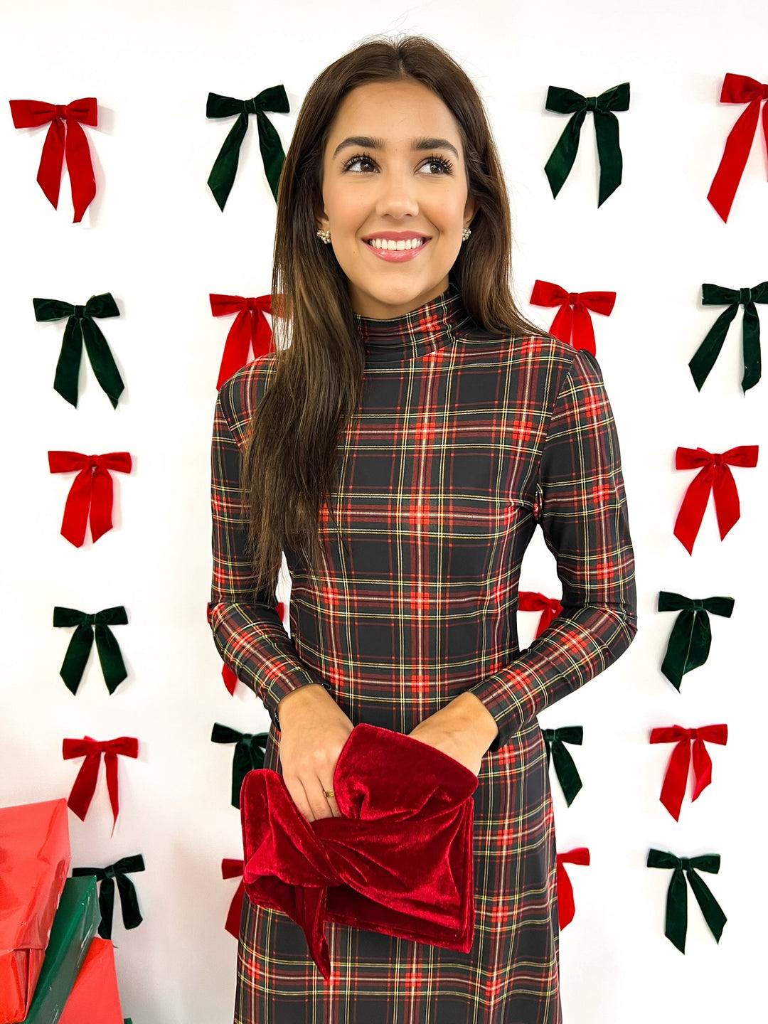 Yuletide Plaid Daisy Midi Dress