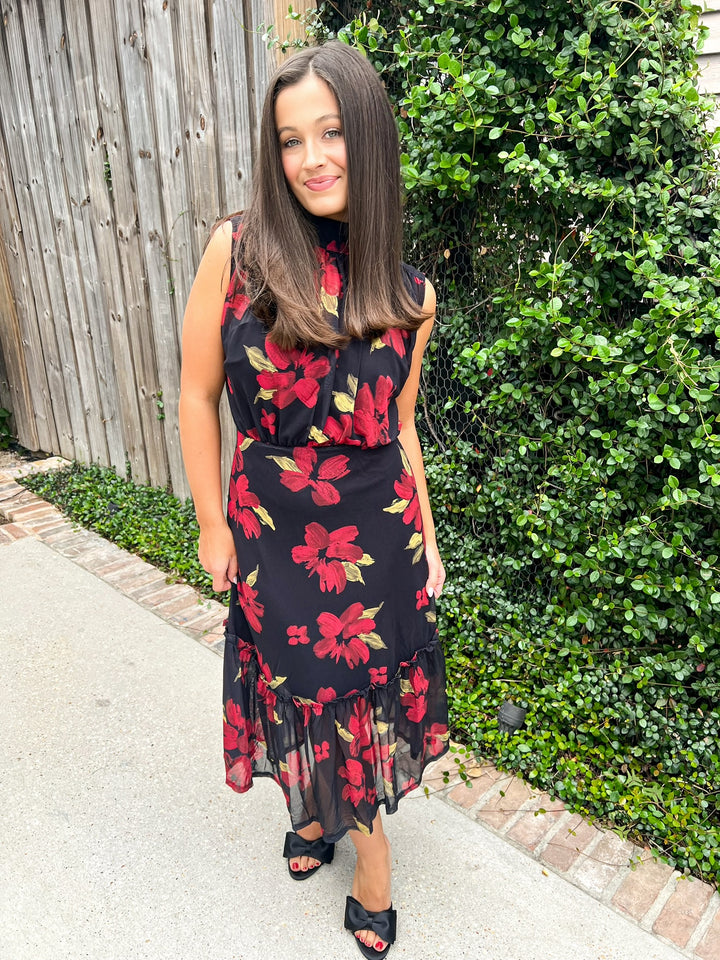 Red Multi Gypset Midi Dress