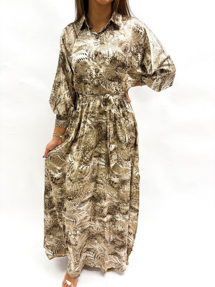 Cafe Mixed Abstract Maxi Dress