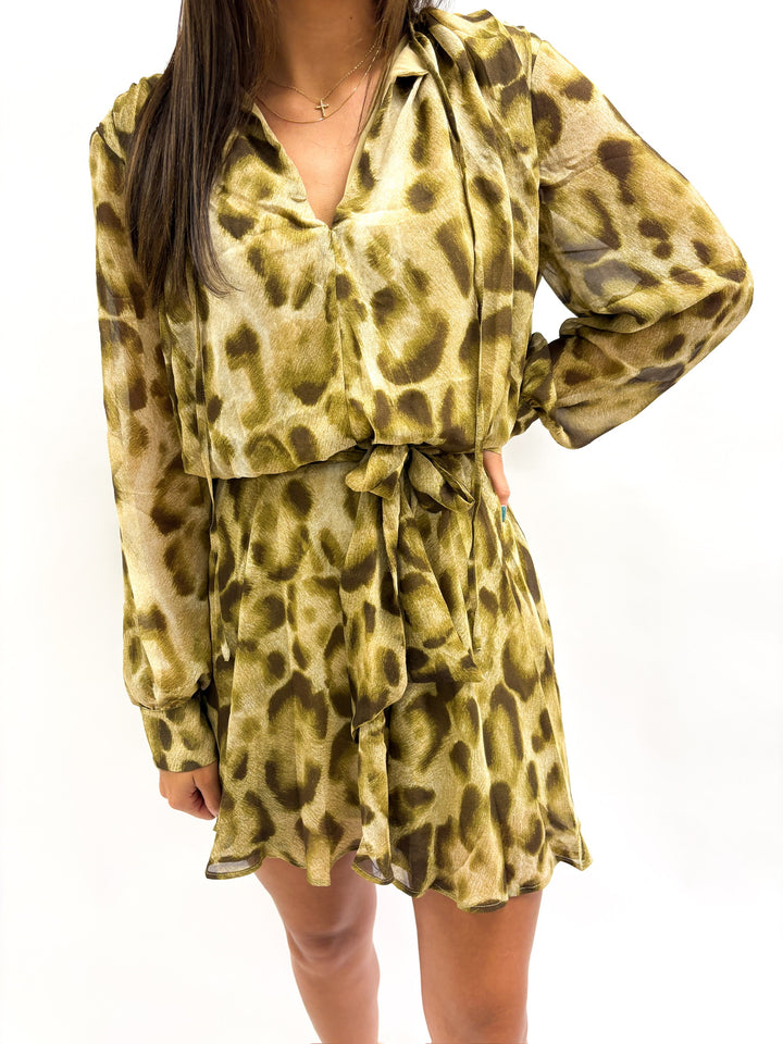 Olive Tone Multi Mini Dress
