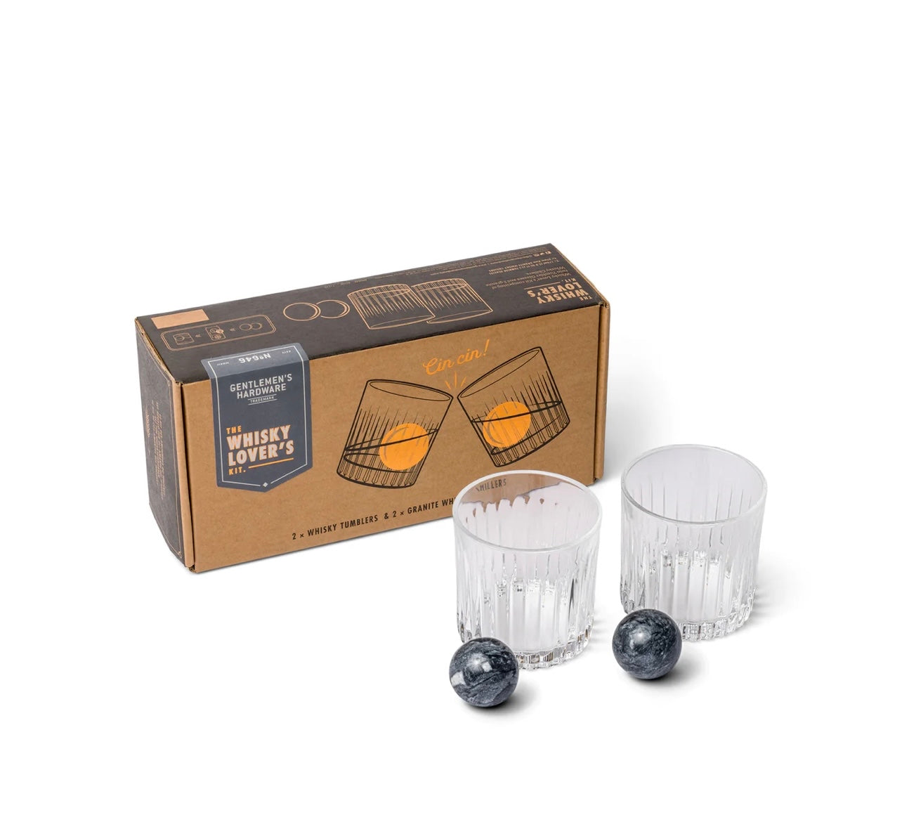 Whiskey Tumbler Glasses + Whiskey Stone Set