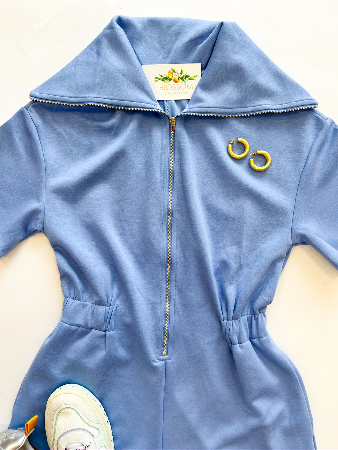 Sky Blue Zip Novelty Romper