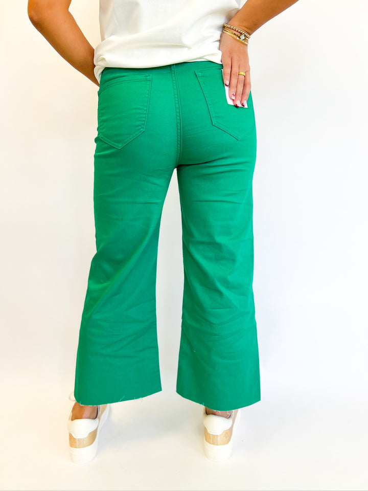 Kelly Green Cropped Denim