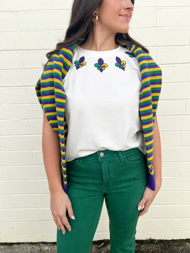 Mardi Gras Fleur De Lis Knit Tank