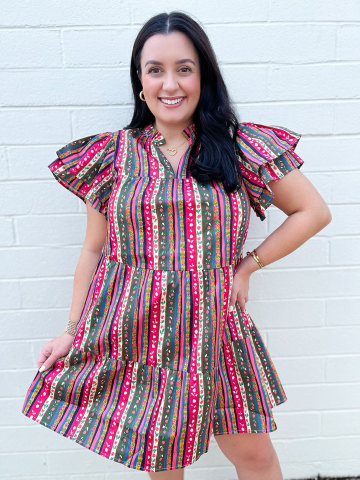 Botanic Stripe Mila Dress