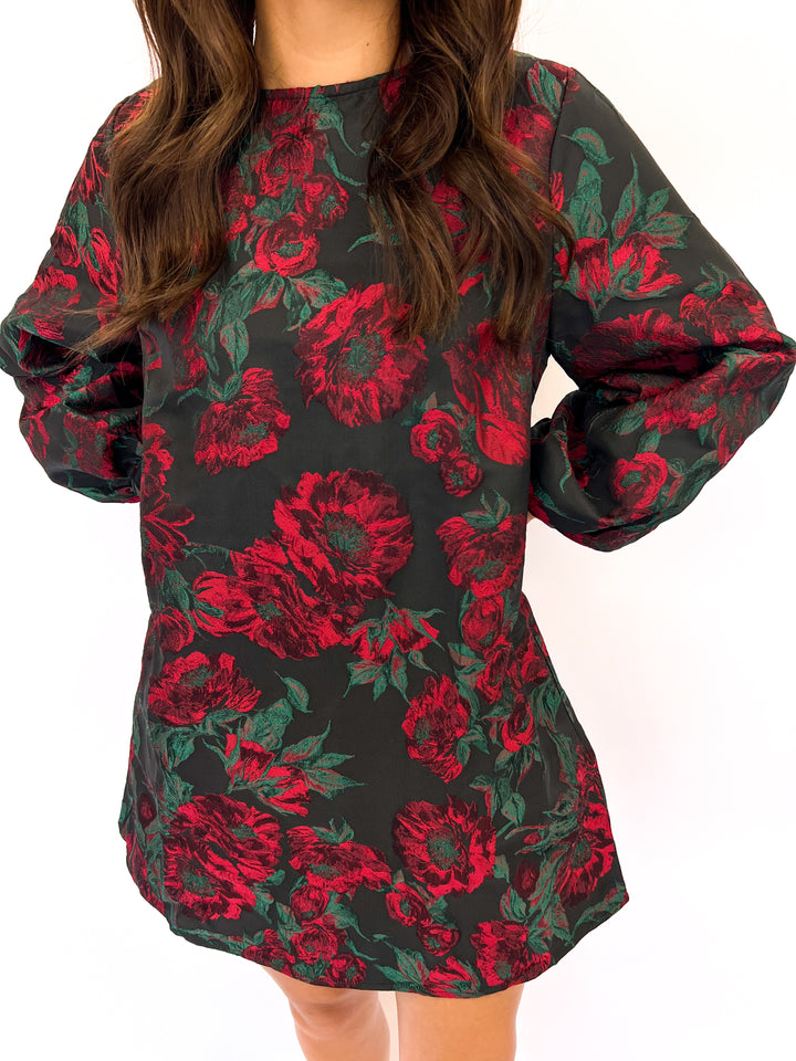 Black Rose Jacquard Dress