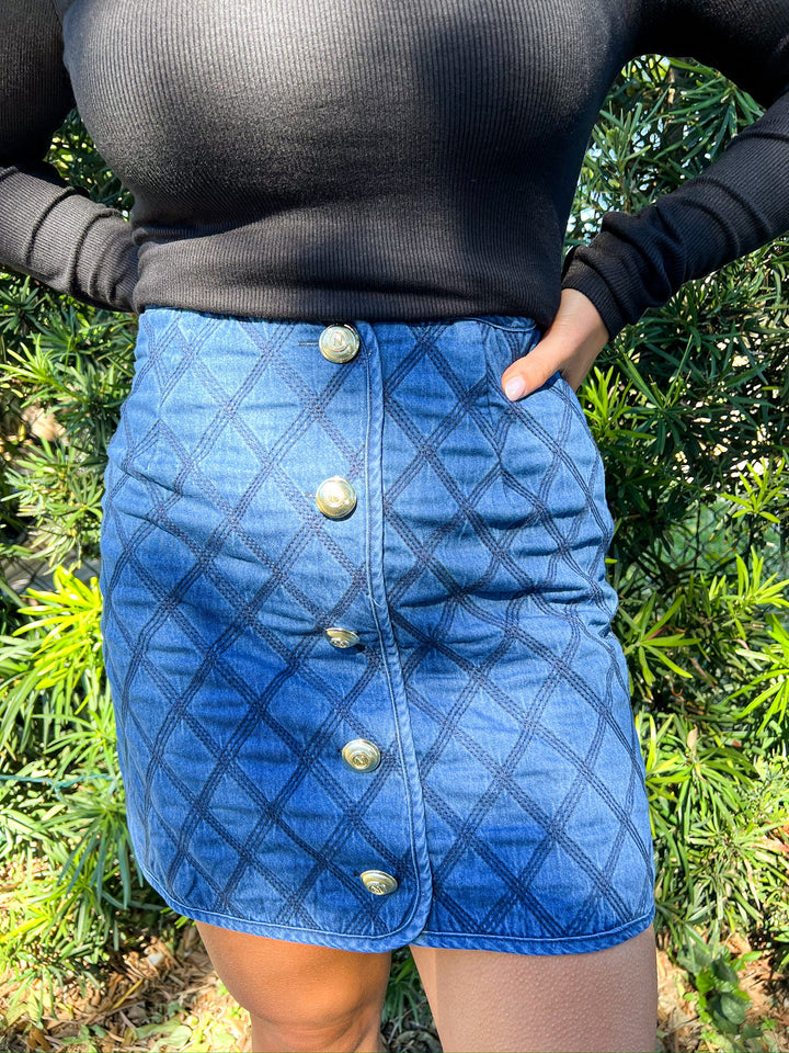 Denim Stitch Novelty Skirt