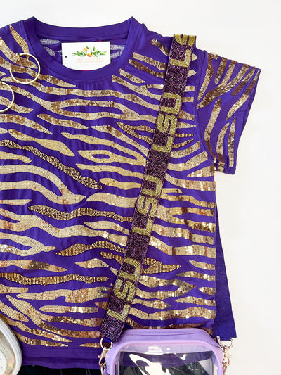 Purple & Gold Tiger Striped Top