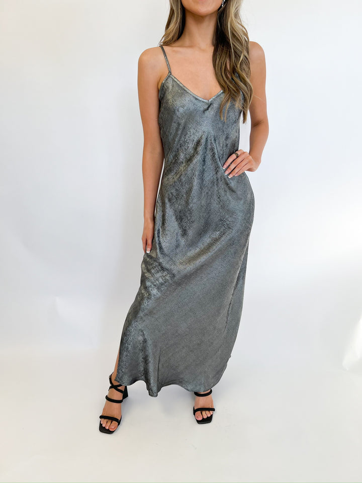 Silver Foil Maxi Dress