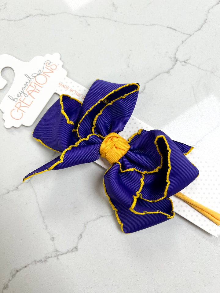 Crochet Edge Bows on Headband Lrg