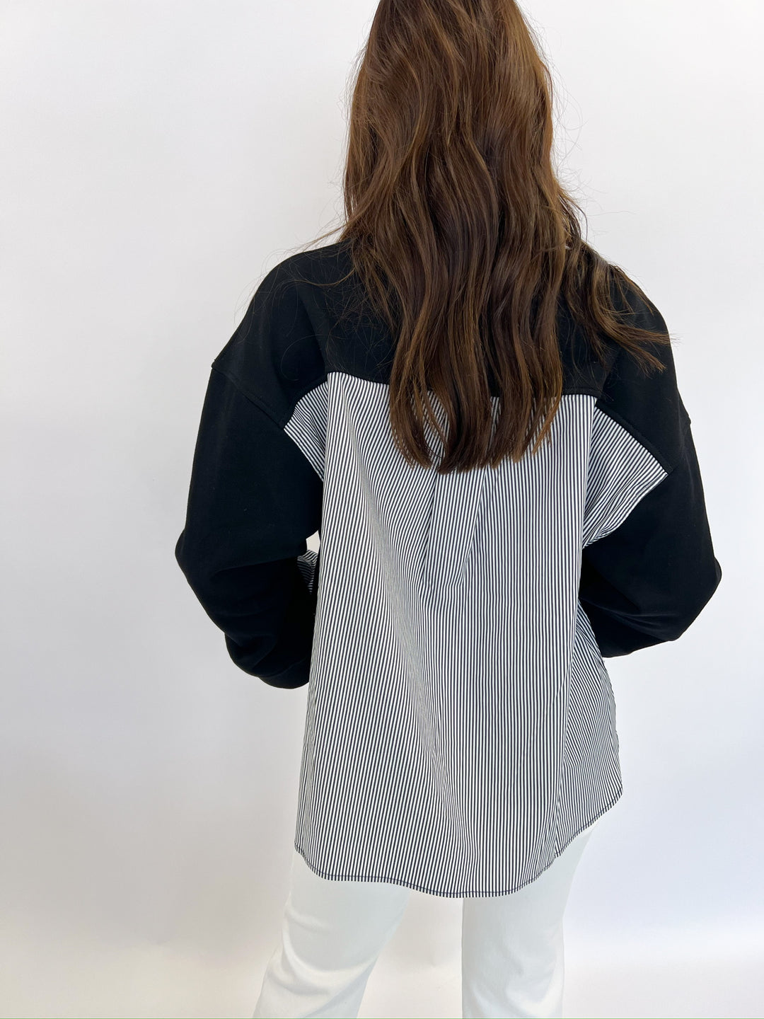 Black Striped Mixed Top