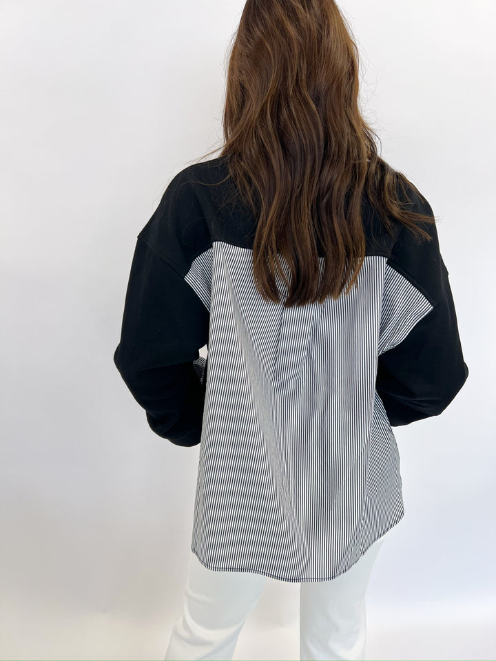 Black Striped Mixed Top
