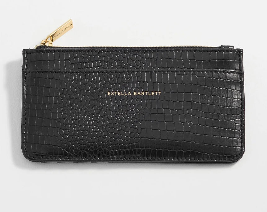 Black Croc Long Card Purse