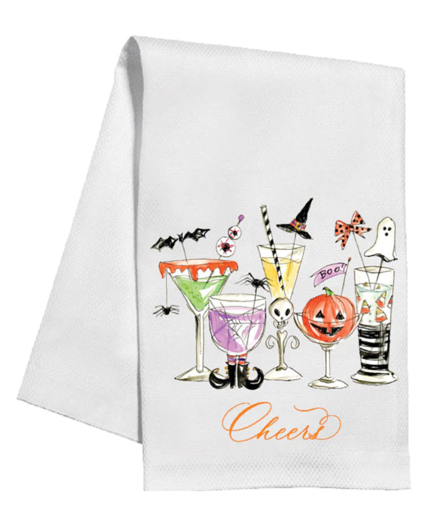 Hand Painted Halloween Cheers Kitchen Towels