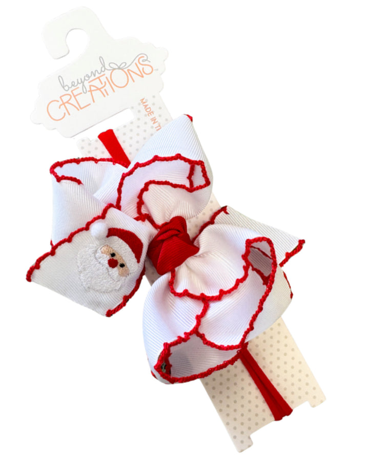 Santa Lrg Crochet Edge Headband Bow