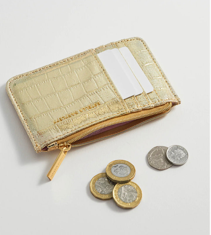 Gold Croc Card Purse