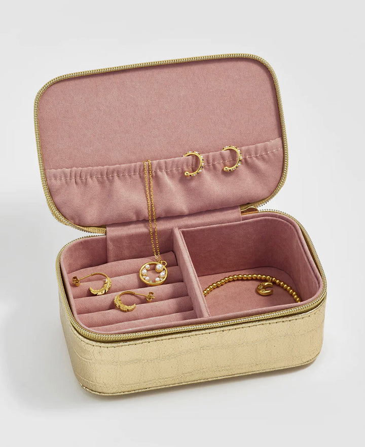 Gold Croc Mini Jewelry Box