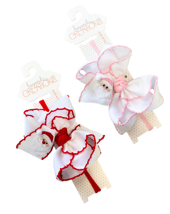 Santa Lrg Crochet Edge Headband Bow