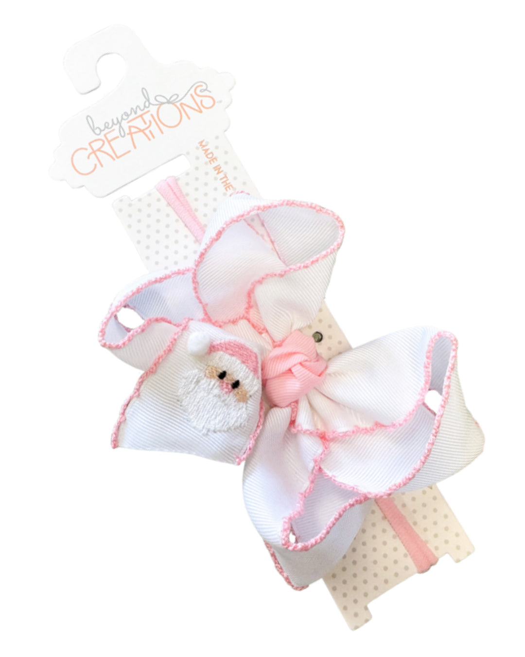 Santa Lrg Crochet Edge Headband Bow