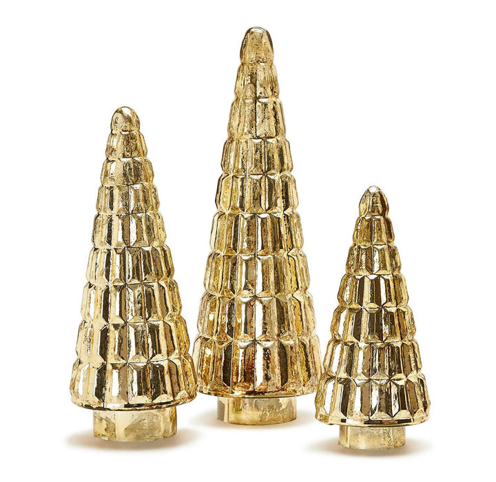 Set of 3 Golden Antique Christmas Tree