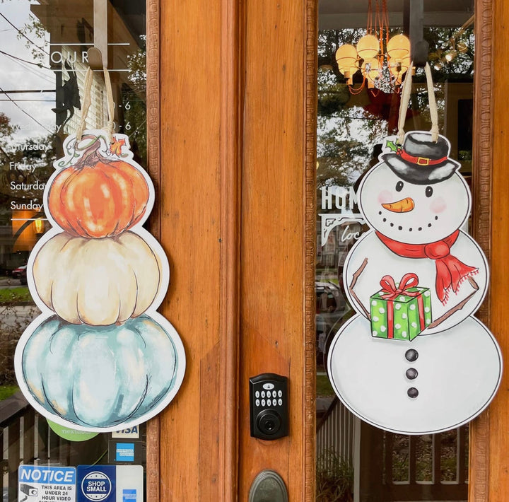 Double Sided Pumpkin/Snowman Door Hanger