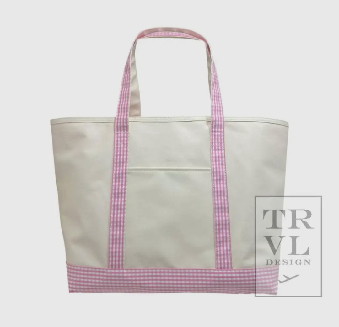 Pink Gingham Coated Canvas Tote