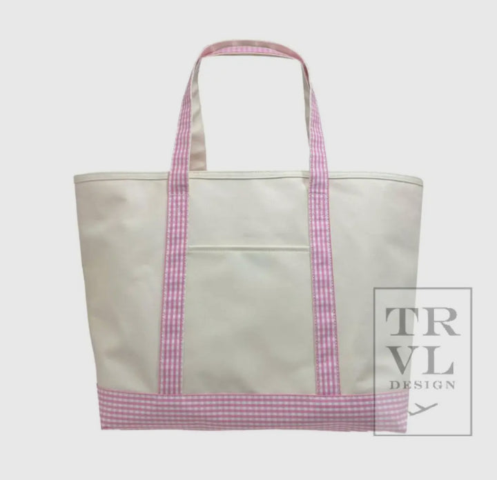 Pink Gingham Coated Canvas Tote