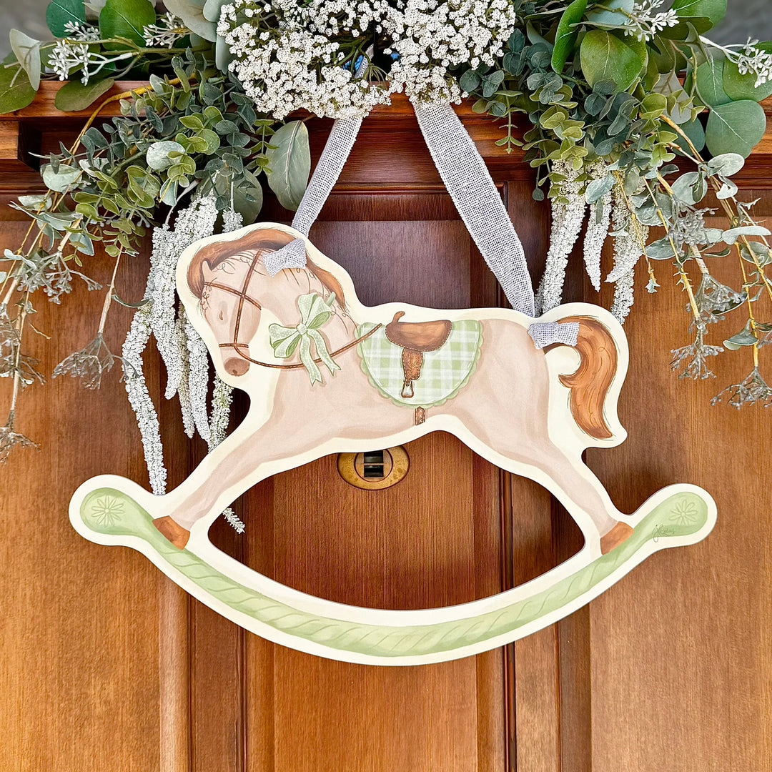 Green Rocking Horse Door Hanger