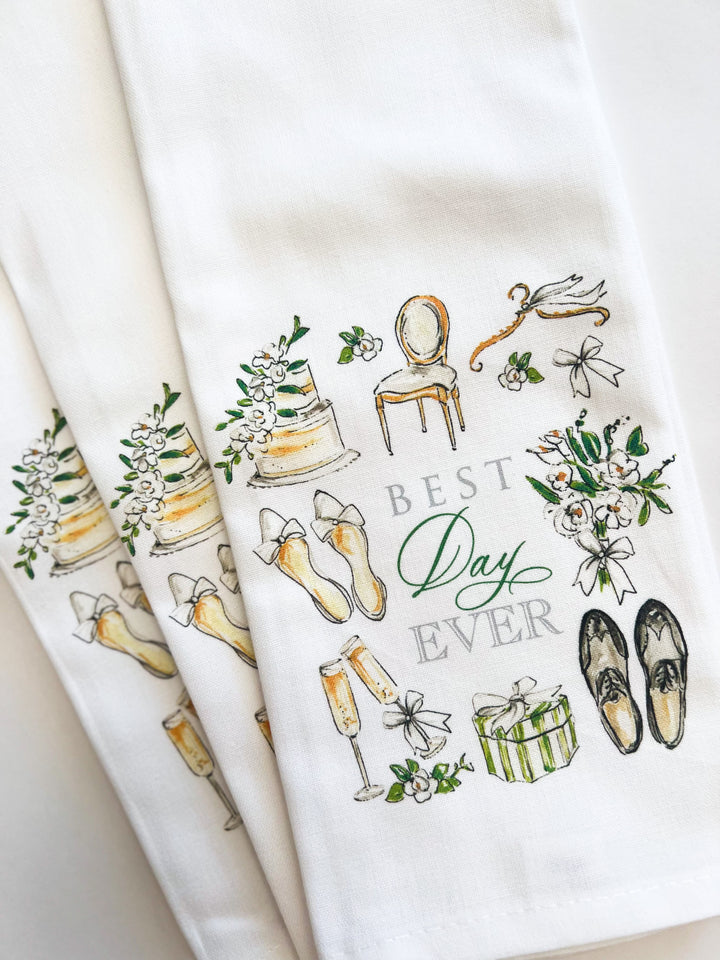 Hand Painted Best Day Ever Kitchen Towel