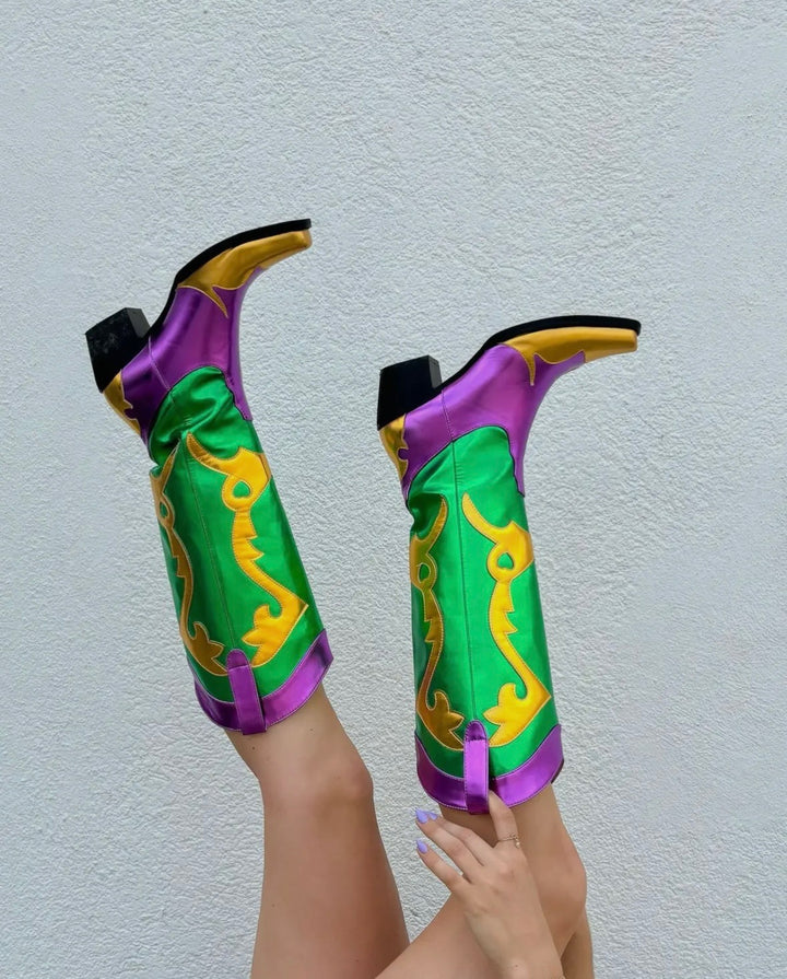 Metallic Mardi Gras Cowboy Boots