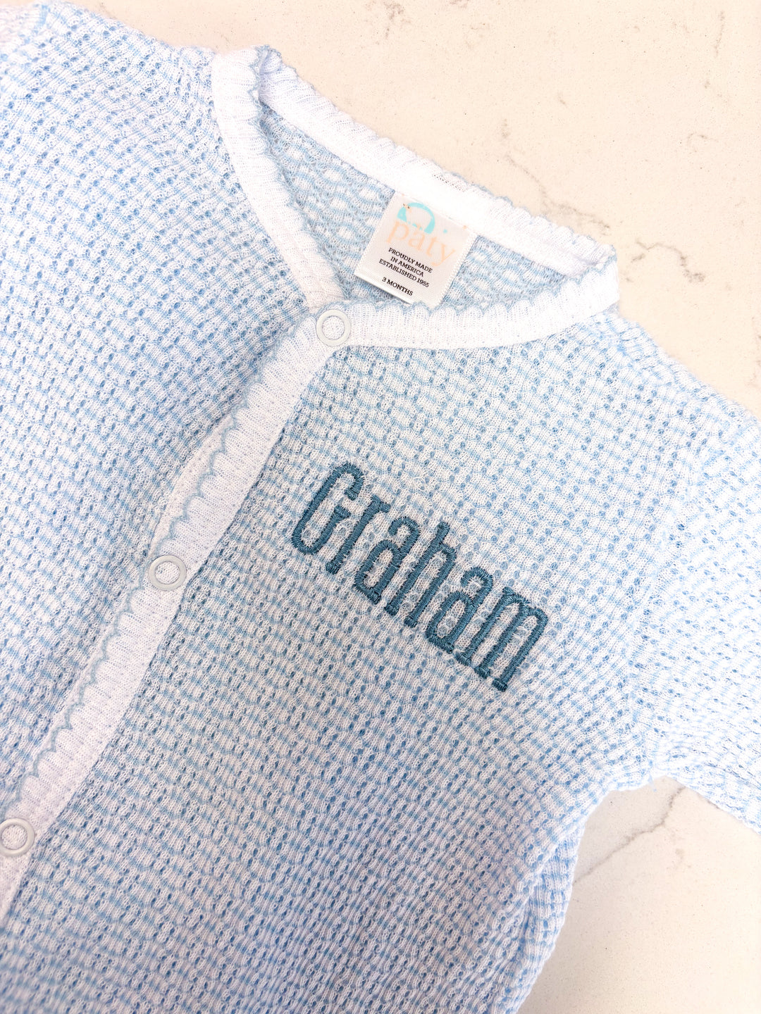 Blue Knit Footie