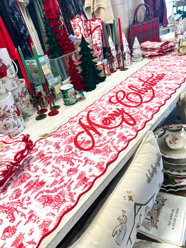 Christmas Toile Table Runner