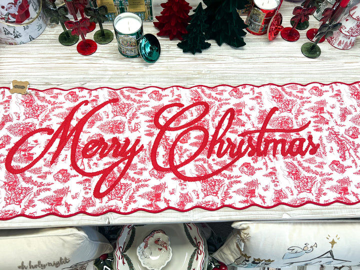Christmas Toile Table Runner