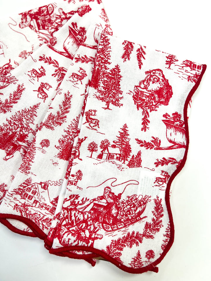 Christmas Toile Scalloped Napkins