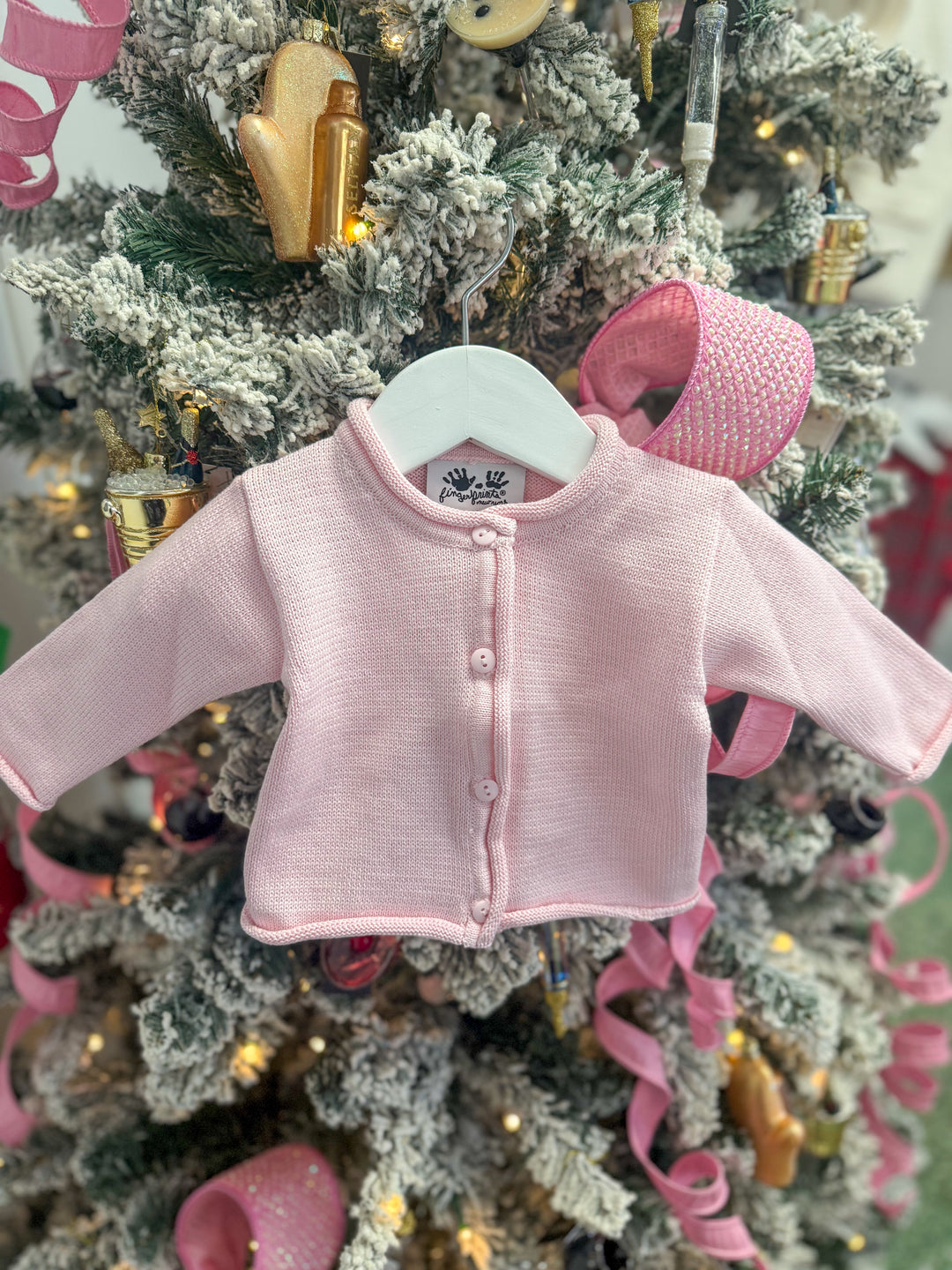 Pink Rolled Neck Cardigan