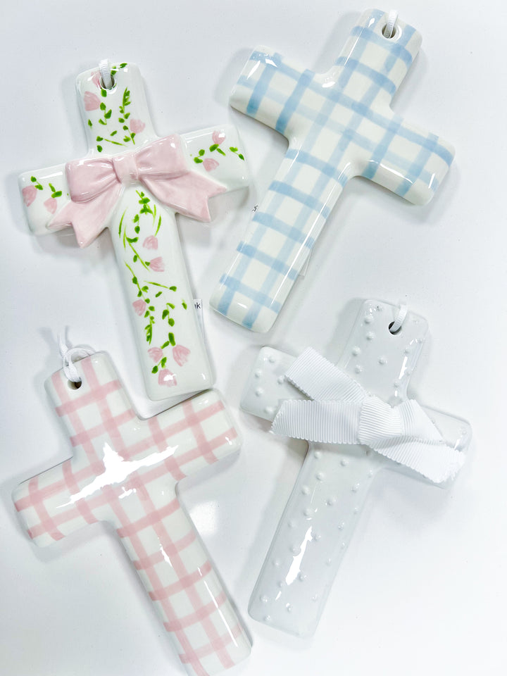 White Dotted Ceramic Cross