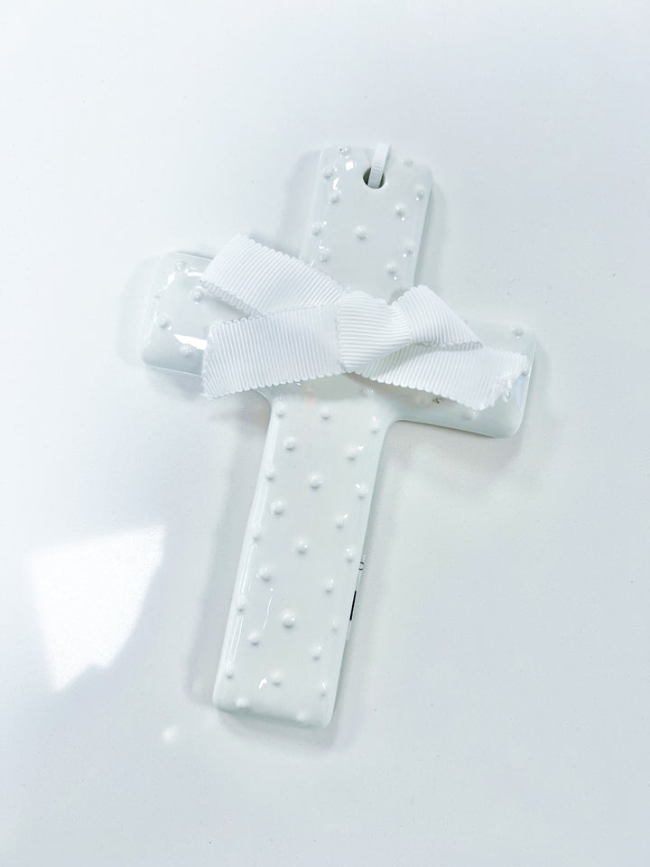 White Dotted Ceramic Cross