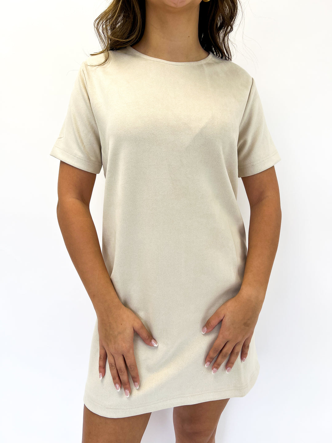 Cream Align Faux Suede Mini Dress