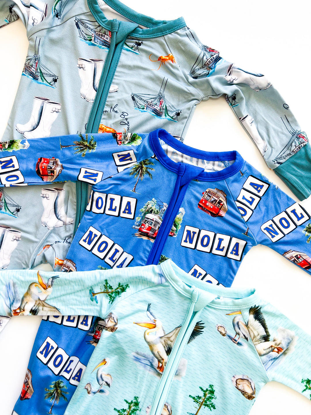Pearls and Pelicans Bamboo Zip-up PJ