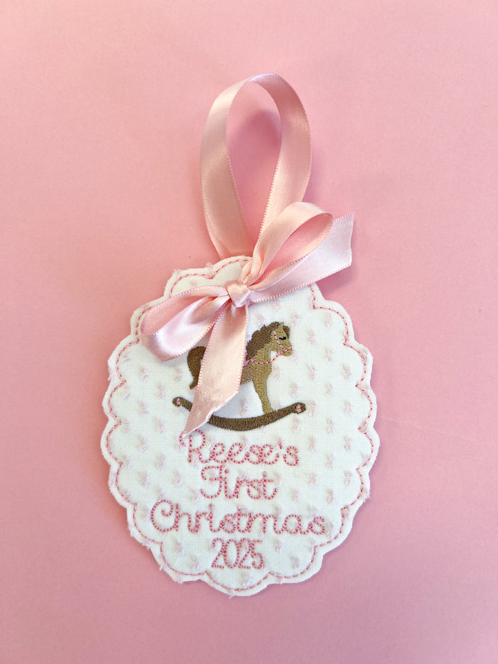 Rocking Horse First Christmas Embroidered Ornament