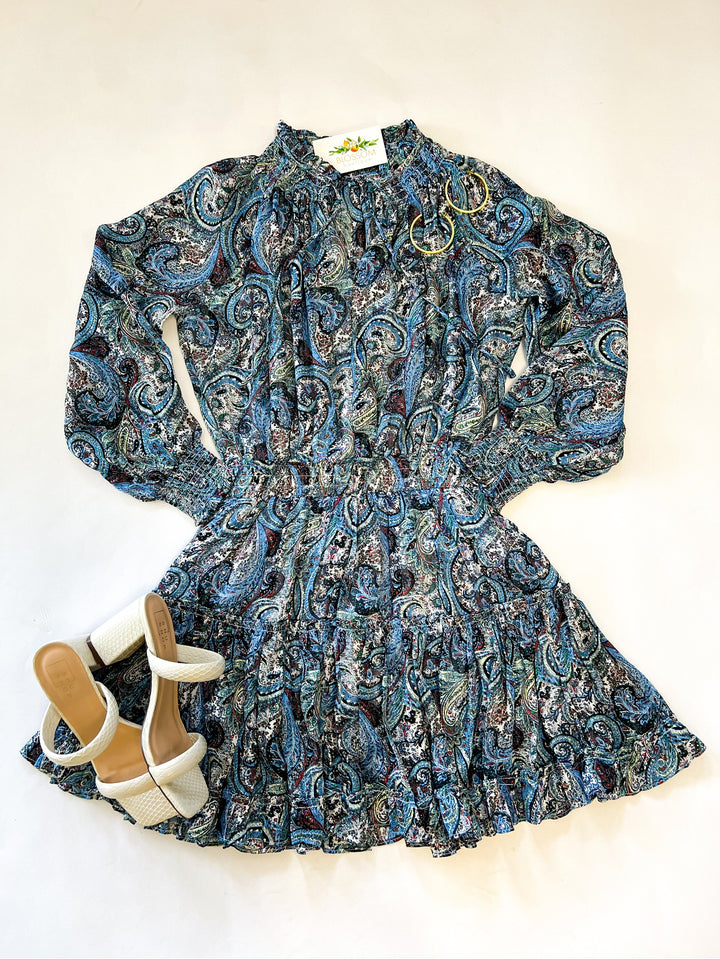 Blue Paisley Layered Dress