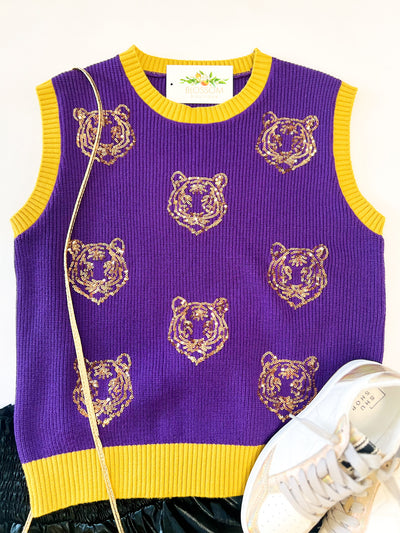 Tiger Sequin Sweater Vest