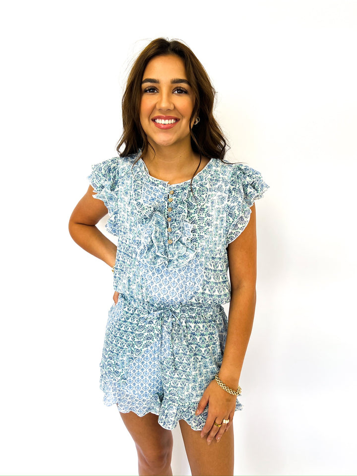 Blue Lillian Floral Romper