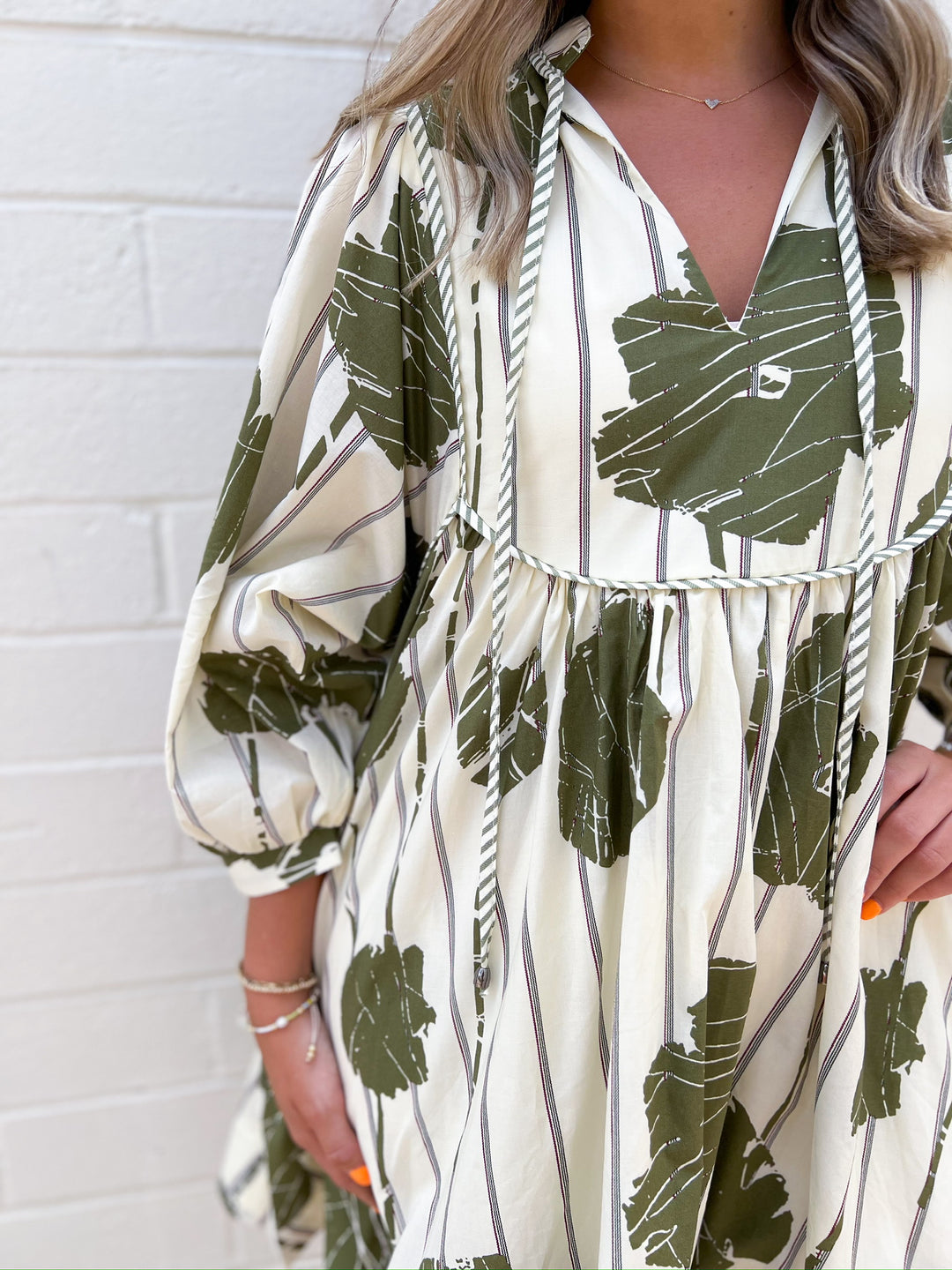 Olive Floral Flow Dress