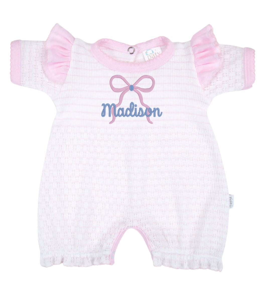 Pink Pinstripe Angel Ruffle Bubble