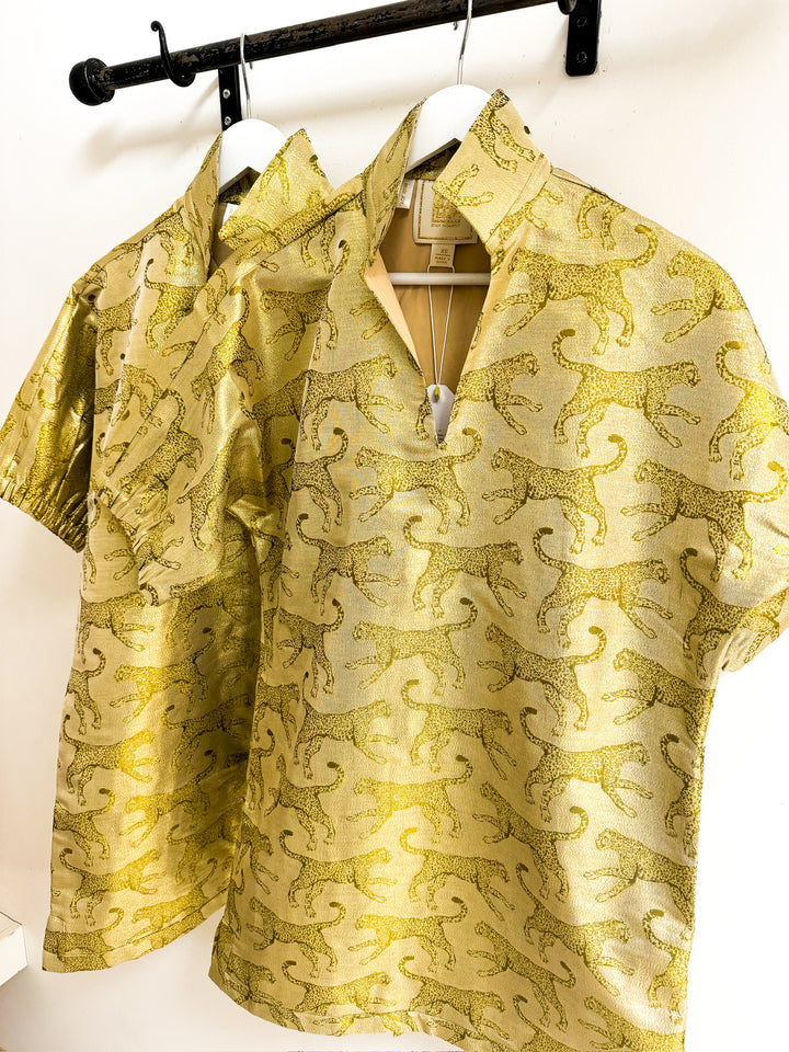 Gold Jaguar Jacquard Dress