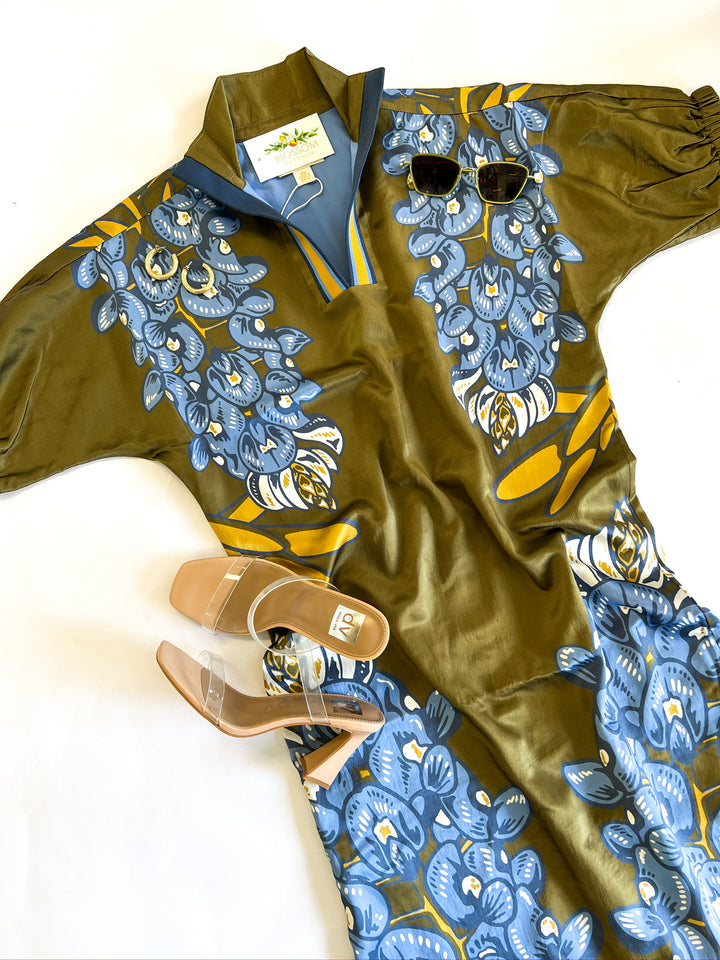 Bluebonnet Poppy Caftan Dress